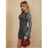 imageMakeMeChic Womens Leopard Print Dress Y2k Backless Mesh Bell Sleeve Mini Cheetah Print DressGrey