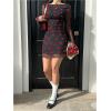 imageMakeMeChic Womens Leopard Print Dress Y2k Backless Mesh Bell Sleeve Mini Cheetah Print DressHeart Print Black