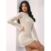 imageMakeMeChic Womens Leopard Print Dress Y2k Backless Mesh Bell Sleeve Mini Cheetah Print DressLace White