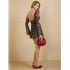 imageMakeMeChic Womens Leopard Print Dress Y2k Backless Mesh Bell Sleeve Mini Cheetah Print DressMulticolor