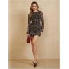 imageMakeMeChic Womens Leopard Print Dress Y2k Backless Mesh Bell Sleeve Mini Cheetah Print DressMulticolor