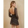 imageMakeMeChic Womens Leopard Print Dress Y2k Backless Mesh Bell Sleeve Mini Cheetah Print DressMulticolor