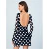 imageMakeMeChic Womens Leopard Print Dress Y2k Backless Mesh Bell Sleeve Mini Cheetah Print DressPolka Dots Black
