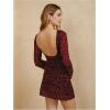 imageMakeMeChic Womens Leopard Print Dress Y2k Backless Mesh Bell Sleeve Mini Cheetah Print DressRed