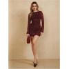 imageMakeMeChic Womens Leopard Print Dress Y2k Backless Mesh Bell Sleeve Mini Cheetah Print DressRed