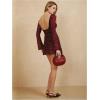 imageMakeMeChic Womens Leopard Print Dress Y2k Backless Mesh Bell Sleeve Mini Cheetah Print DressRed
