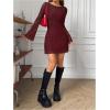 imageMakeMeChic Womens Leopard Print Dress Y2k Backless Mesh Bell Sleeve Mini Cheetah Print DressRed Striped