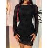 imageMakeMeChic Womens Leopard Print Dress Y2k Backless Mesh Bell Sleeve Mini Cheetah Print DressSolid Black