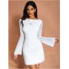 imageMakeMeChic Womens Leopard Print Dress Y2k Backless Mesh Bell Sleeve Mini Cheetah Print DressSolid White
