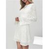 imageMakeMeChic Womens Leopard Print Dress Y2k Backless Mesh Bell Sleeve Mini Cheetah Print DressWhite