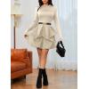 imageMakeMeChic Womens Long Sleeve Mock Neck Mini Dress Ruffle Hem A Line Short DressesApricot