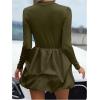 imageMakeMeChic Womens Long Sleeve Mock Neck Mini Dress Ruffle Hem A Line Short DressesArmy Green