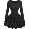 imageMakeMeChic Womens Long Sleeve Mock Neck Mini Dress Ruffle Hem A Line Short DressesBlack B