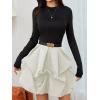 imageMakeMeChic Womens Long Sleeve Mock Neck Mini Dress Ruffle Hem A Line Short DressesBlack and White