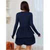 imageMakeMeChic Womens Long Sleeve Mock Neck Mini Dress Ruffle Hem A Line Short DressesBlue
