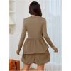 imageMakeMeChic Womens Long Sleeve Mock Neck Mini Dress Ruffle Hem A Line Short DressesBrown