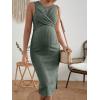 imageMakeMeChic Womens Maternity Ribbed Knit Sleeveless Criss Cross Tie Back Split Midi Bodycon Tank DressArmy Green