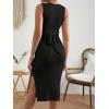 imageMakeMeChic Womens Maternity Ribbed Knit Sleeveless Criss Cross Tie Back Split Midi Bodycon Tank DressBlack