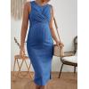 imageMakeMeChic Womens Maternity Ribbed Knit Sleeveless Criss Cross Tie Back Split Midi Bodycon Tank DressBlue