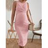 imageMakeMeChic Womens Maternity Ribbed Knit Sleeveless Criss Cross Tie Back Split Midi Bodycon Tank DressLight Pink