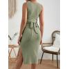 imageMakeMeChic Womens Maternity Ribbed Knit Sleeveless Criss Cross Tie Back Split Midi Bodycon Tank DressMint Green