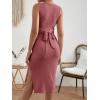 imageMakeMeChic Womens Maternity Ribbed Knit Sleeveless Criss Cross Tie Back Split Midi Bodycon Tank DressRedwood
