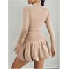 imageMakeMeChic Womens Mock Neck Long Sleeve Lettuce Trim Ruffle Slim Fit A Line Mini DressKhaki