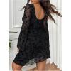 imageMakeMeChic Womens Plus Size Leopard Print Dress Bell Sleeve Cheetah Print Dress Y2K Mesh Backless Mini DressesBlack a