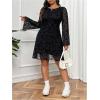imageMakeMeChic Womens Plus Size Leopard Print Dress Bell Sleeve Cheetah Print Dress Y2K Mesh Backless Mini DressesBlack a