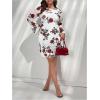 imageMakeMeChic Womens Plus Size Leopard Print Dress Bell Sleeve Cheetah Print Dress Y2K Mesh Backless Mini DressesFloral