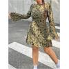 imageMakeMeChic Womens Plus Size Leopard Print Dress Bell Sleeve Cheetah Print Dress Y2K Mesh Backless Mini DressesGreen