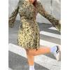 imageMakeMeChic Womens Plus Size Leopard Print Dress Bell Sleeve Cheetah Print Dress Y2K Mesh Backless Mini DressesGreen