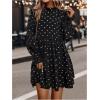 imageMakeMeChic Womens Ruffle Smock Dress Long Sleeve Mock Neck Shirred Frill Trim Short DressesBlack