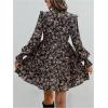 imageMakeMeChic Womens Ruffle Smock Dress Long Sleeve Mock Neck Shirred Frill Trim Short DressesBlack B
