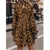imageMakeMeChic Womens Ruffle Smock Dress Long Sleeve Mock Neck Shirred Frill Trim Short DressesKhaki