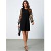imageMakeMeChic Womens Sheer Dress Floral Mesh Long Sleeve Spring Dresses Crew Neck Lace Black Mini DressesBlack Multi