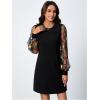imageMakeMeChic Womens Sheer Dress Floral Mesh Long Sleeve Spring Dresses Crew Neck Lace Black Mini DressesBlack Multi