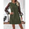 imageMakeMeChic Womens Sheer Dress Floral Mesh Long Sleeve Spring Dresses Crew Neck Lace Black Mini DressesGreen