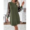 imageMakeMeChic Womens Sheer Dress Floral Mesh Long Sleeve Spring Dresses Crew Neck Lace Black Mini DressesGreen