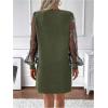 imageMakeMeChic Womens Sheer Dress Floral Mesh Long Sleeve Spring Dresses Crew Neck Lace Black Mini DressesGreen