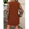 imageMakeMeChic Womens Sheer Dress Floral Mesh Long Sleeve Spring Dresses Crew Neck Lace Black Mini DressesOrange