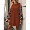 imageMakeMeChic Womens Sheer Dress Floral Mesh Long Sleeve Spring Dresses Crew Neck Lace Black Mini DressesOrange