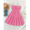 imageMakeMeChic Womens Strapless Tube Dress Tie Front Ruffle Shirred A Line Mini DressesHot Pink