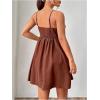 imageMakeMeChic Womens V Neck Cami Dress Spaghetti Strap Backless Shirred Mini Dresses SundressBrown
