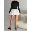 imageMakeMeChic Womens Y2K Bubble Dress Mock Neck Long Sleeve Ruffle Mini Dress A Line Short Party DressMulticolor