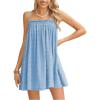 imageMakeMeChic Womens Casual Sleeveless Summer Cami Dress Ruffle Swing Shirred Mini Short DressLight Blue
