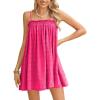 imageMakeMeChic Womens Casual Sleeveless Summer Cami Dress Ruffle Swing Shirred Mini Short DressRuffle Pink