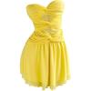 imageMakeMeChic Womens Mesh Twist Front Strapless Tube Top Dress Cut Out Bodycon Y2k Mini DressesYellow