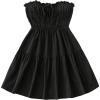 imageMakeMeChic Womens Strapless Tube Dress Tie Front Ruffle Shirred A Line Mini DressesBlack