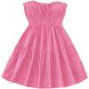 imageMakeMeChic Womens Strapless Tube Dress Tie Front Ruffle Shirred A Line Mini DressesHot Pink